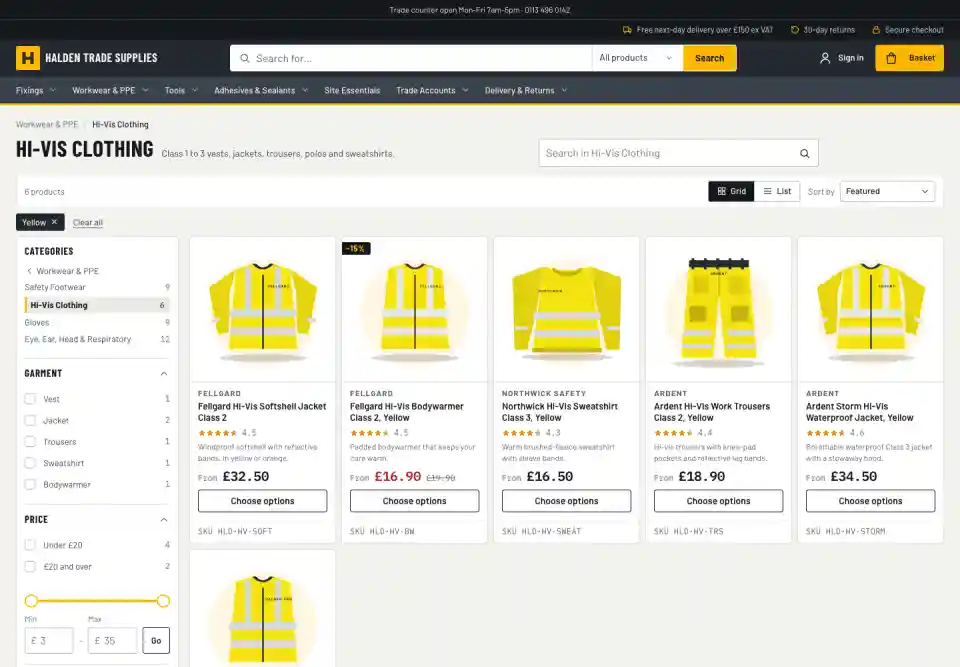 Halden demo: hi-vis clothing filtered to yellow